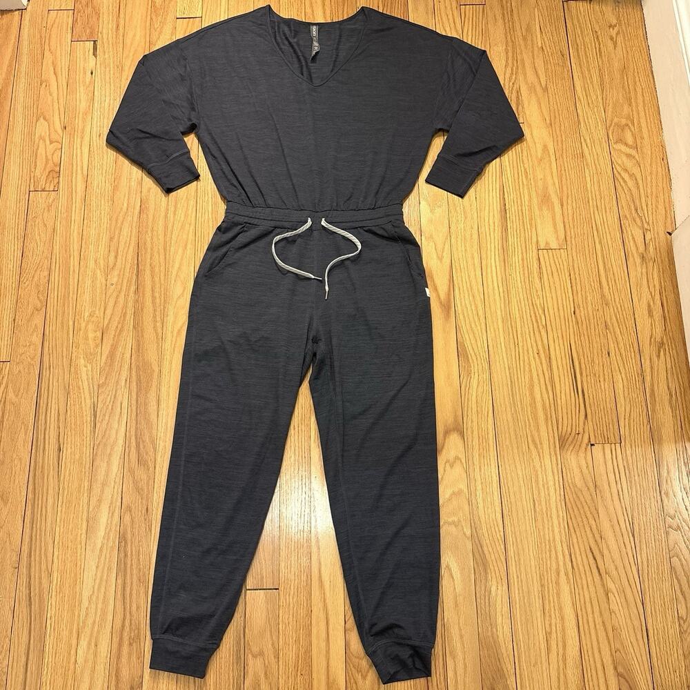 Vuori Jumpsuit Lux Women’s Small Blue Midnight Heather Drawstring Pockets VW438